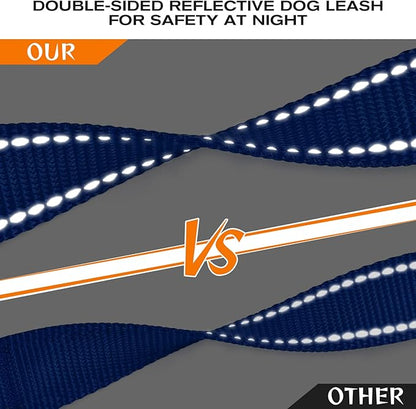 Joytale Dog Leash Heavy Duty for Large Dogs That Pull, Double Handle for Traffic Control, Double-Sided Reflective Leashes for Large Medium Dogs Night Safety, 5FT, Royal Blue Joytale