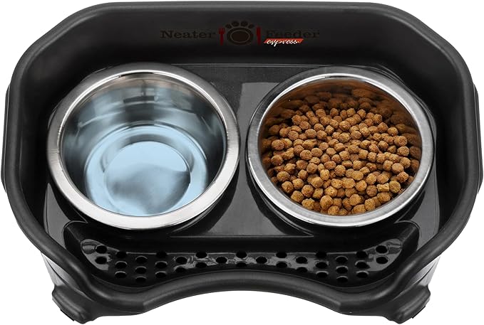 Neater Feeder Express Small Mess Proof Feeder for Small Dogs, 1.5 Cup Stainless Steel Bowls, No Spill, Non-Tip, Non-Slip Dog Bowls. Made in USA - PAWPICO
