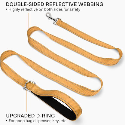 Joytale Double-Sided Reflective Dog Leash, 6 FT/5 FT/4 FT, Padded Handle Nylon Heavy Duty Leashes for Small & Medium Dogs Walking, Khaki, 6FT Joytale