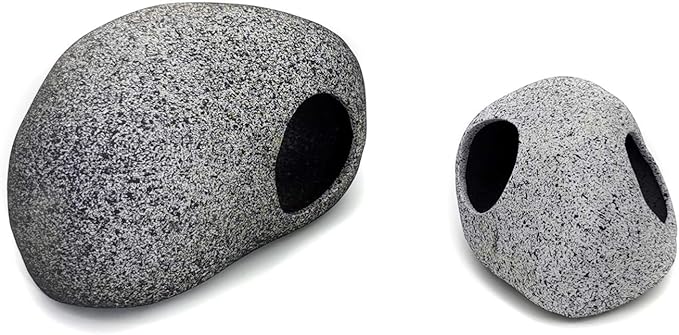 JIH Aquarium Decorations Rock, Ceramic Shelters - Shrimp Habitat, Breeding Tube, Hiding cave, Stackable Fish Tank Decor Cave for Hiding, Betta Fish (J603+J001) JIH