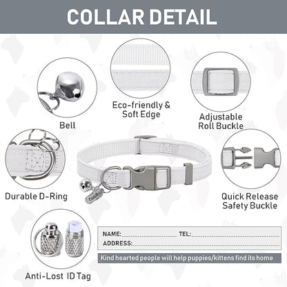 GAMUDA Small Pet Harness Collar and Leash Set, Step in No Chock No Pull Linen Fabric Soft Mesh Dog Vest Harnesses Reflective for Dogs Puppy Cats Kitten Rabbit (White, L) GAMUDACollarsCollection