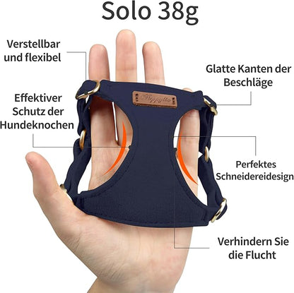 Puppytie No Pull Small Dog Harness with Multifunction Dog Leash,Lightweight Soft Adjustable No Choke Escape Proof Pet Harness Vest Pet Harness Vest,Navy,S - PAWPICO