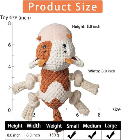 Sedioso Dog Toys, Dog Plush Toy for Large Breed, Cute Squeaky Dog Toys with Crinkle Paper, Dog Chew Toys for Puppy, Small, Middle, Big Dogs (Cow) - PAWPICO