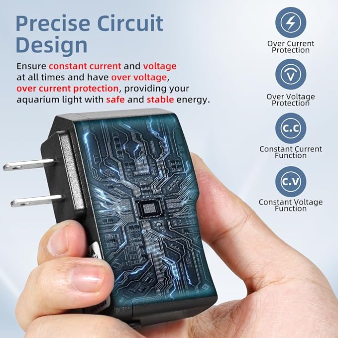 Aquarium Light LED Power Adapter AC 100-240V DC 12V 1A Replacement Power Adapter Fish Tank Light Power Supply Converter with Indicator Light DaToo