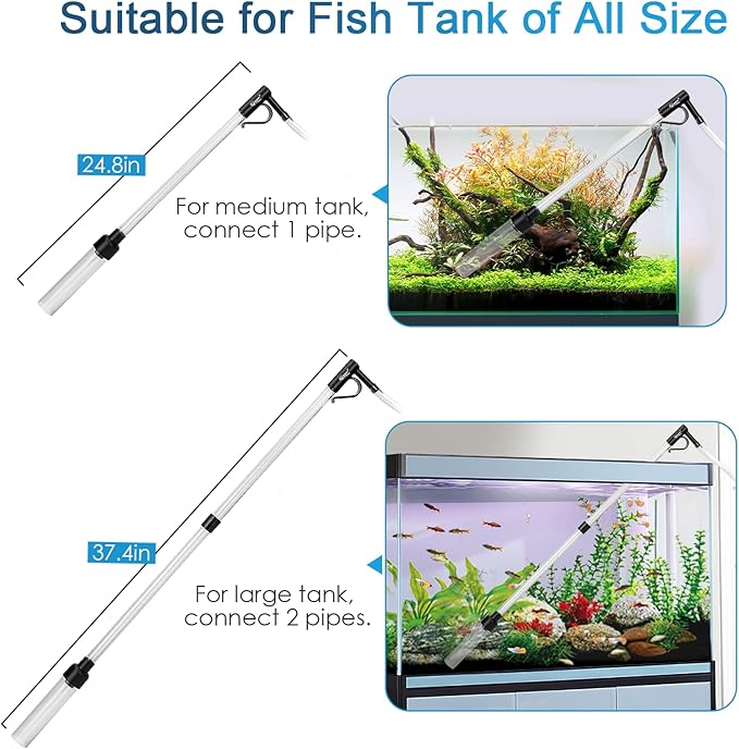 hygger Gravel Vacuum for Aquarium, Aquarium Siphon Vacuum Cleaner for Fish Tank Gravel and Sand Cleaning, Remove Dirt, Water Change, Aquarium Gravel Cleaner with Adjustable Water Flow (M) hygger