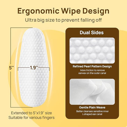 HICC PET Ear Finger Wipes for Dogs & Cats - Gently Remove Ear Wax, Debris - Sooths & Deodorizes - Relieve Ear Itching & Inflammation, Fresh Coconut Scent, All Natural Ingredients - 100 Count HICCPET