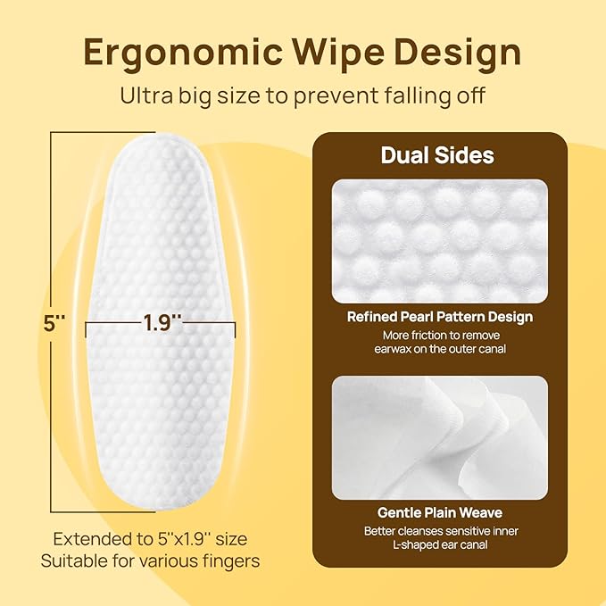 HICC PET Ear Finger Wipes for Dogs & Cats - Gently Remove Ear Wax, Debris - Sooths & Deodorizes - Relieve Ear Itching & Inflammation, Fresh Coconut Scent, All Natural Ingredients - 50 Count HICCPET