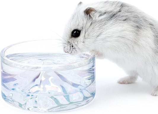 Niteangel Hamster Feeding & Water Bowls- Mount Fuji Series Glass Drinking Bowls for Dwarf Syrian Hamsters Gerbils Mice Rats or Other Similar-Sized Small Pets Niteangel
