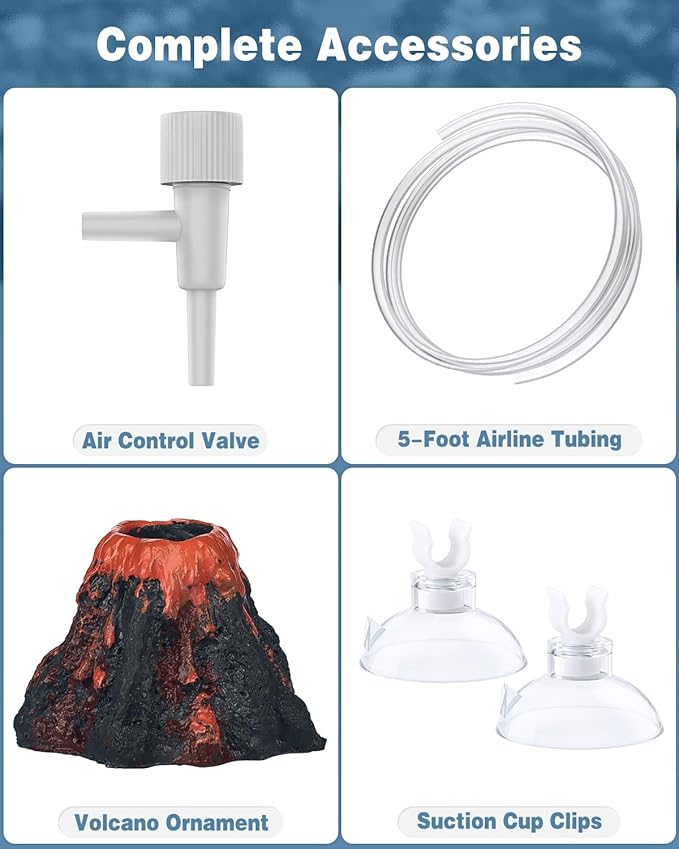 Uniclife Aquarium Volcano Ornament Kit Fish Tank Decoration Mini Resin Volcanic Decor for Fish Tank Landscape Realistic Mountain with Air Stone Bubbler Airline Tubing Accessories for Oxygenation UnicLife