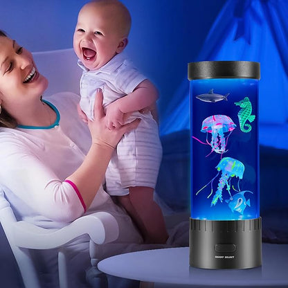 Artificial Jellyfish Lamp, Fish Decorative Sensory Aquarium Lamps Swimming Seahorses Sharks Mood Light Decorations Gifts for Kids impcenst