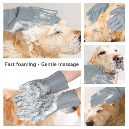 Pet Grooming Gloves - Gentle Dog Bathing Shampoo Brush - Massage Mitt with Enhanced Five Finger Design - Efficient Deshedding Glove for Dogs, Cats, Rabbits and Horses - 1 Pack COMMEMALintRollers