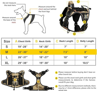WINGOIN Tactical Dog Harness for Medium Dogs, Heavy Duty No Pull Dog Harness with Handle, Adjustable Reflective Military K9 German Shepherd Dog Vest for Training, Walking, Hiking, Camo (M) - PAWPICO