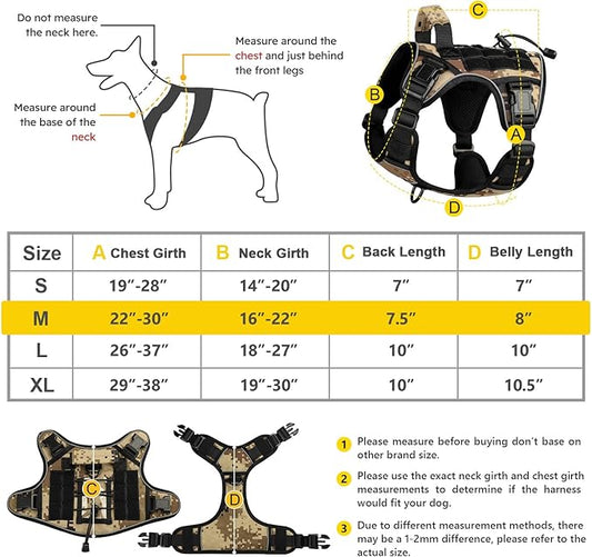 WINGOIN Tactical Dog Harness for Medium Dogs, Heavy Duty No Pull Dog Harness with Handle, Adjustable Reflective Military K9 German Shepherd Dog Vest for Training, Walking, Hiking, Camo (M) - PAWPICO