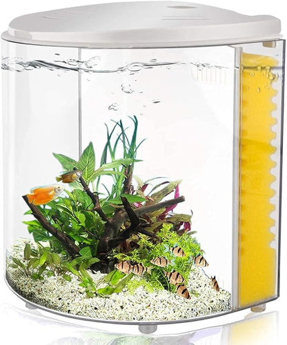 Small Fish Tank 1.2 Gallon Betta Fish Tank with Filter and Light for Shrimp, Jellyfish, Goldfish, Aquarium Starter Kit for Home, Office, Room, Decorative Desktop Yochaqute
