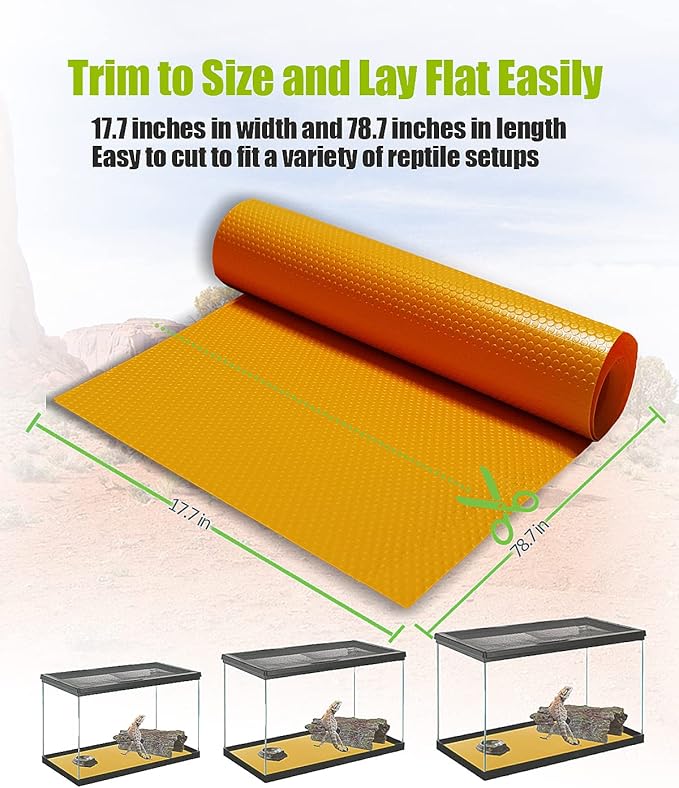 Bearded Dragon Tank Accessories, Reptile Substrate Floor, Leopard Gecko Tank Liner Mat for 40 Gallon, 20 Gallon, 50 Gallon,75 Gallon Lizard Tank, Yellow Helidrago