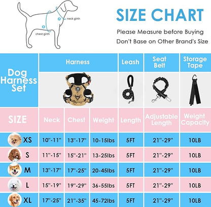 NESTROAD No Pull Dog Harness,Adjustable Oxford Dog Vest Harness with Leash,Reflective No-Choke Pet Harness with Easy Control Soft Handle for Large Dogs(X-Large,Light Brown) NESTROAD