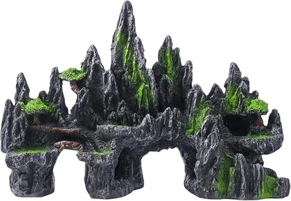 Large Fish Tank Decorations - Mountain View Aquarium Ornament with Tree House Cave Bridge,Large SiissaPeksid