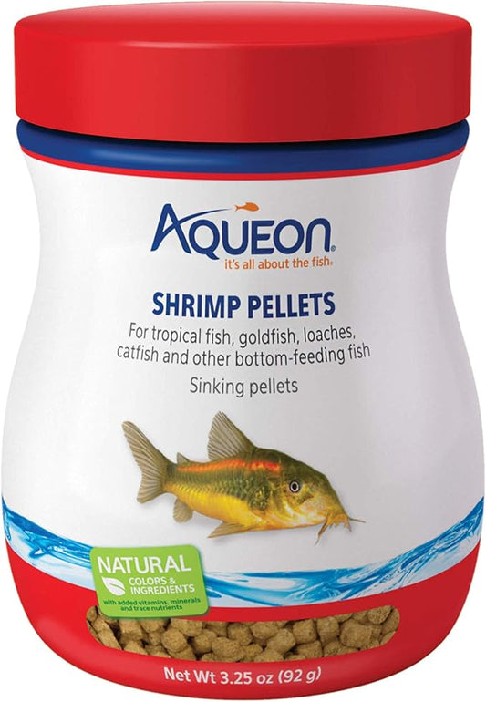 Aqueon Shrimp Pellets Sinking Food for Tropical Fish, Goldfish, Loaches, Catfish and Other Bottom Feeding Fish, 3.25 oz Aqueon