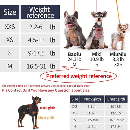 Puppytie No Pull XXS Puppy Harness with Multifunction Dog Leash,Soft Adjustable No Choke Escape Proof Pet Harness Vest,Navy,XXS Puppytie