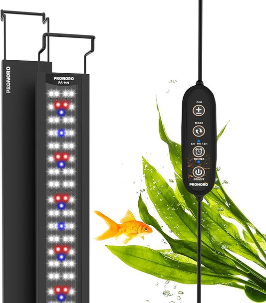 Aquarium Light, LED Full Spectrum Freshwater Aquarium Lights, Daylight/Moonlight Mode and stepless dimmable, Fish Tank Light with 6h/9h/12h Timer and Auto ON/Off (G 36-41 in) PRONORO