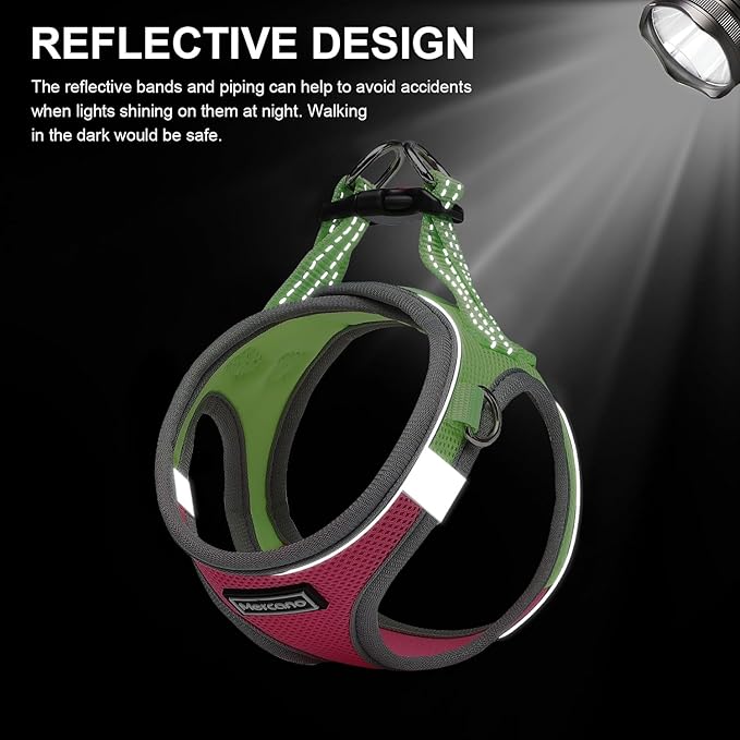 Mercano Soft Mesh Dog Harness and Leash Set, No-Chock Step-in Reflective Breathable Lightweight Easy Walk Escape Proof Vest Harnesses with Safety Buckle for Small Medium Dogs, Cats (XL, Hot Pink) PAWPICO