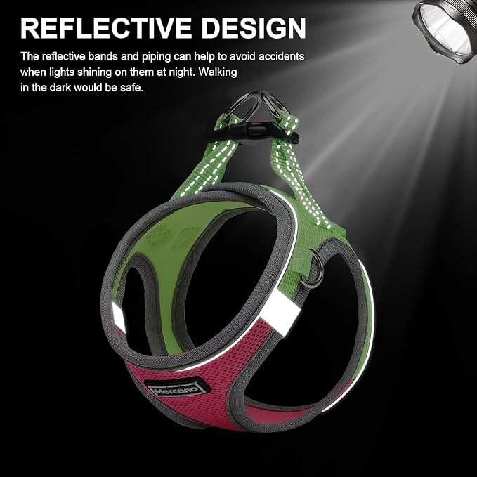 Mercano Soft Mesh Dog Harness and Leash Set, No-Chock Step-in Reflective Breathable Lightweight Easy Walk Escape Proof Vest Harnesses with Safety Buckle for Small Medium Dogs, Cats (XXS, Hot Pink) PAWPICO