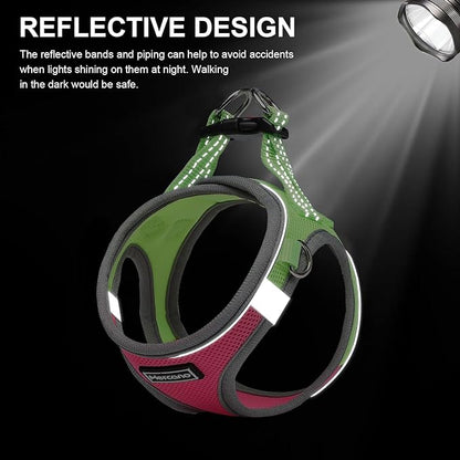 Mercano Soft Mesh Dog Harness and Leash Set, No-Chock Step-in Reflective Breathable Lightweight Easy Walk Escape Proof Vest Harnesses with Safety Buckle for Small Medium Dogs, Cats (XXS, Hot Pink) PAWPICO