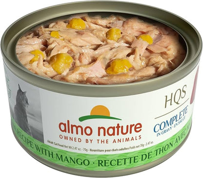 Almo Nature HQS Complete Wet Cat Food Tuna Recipe with Mango in gravy 2.47 oz (Pack of 12) - PAWPICO