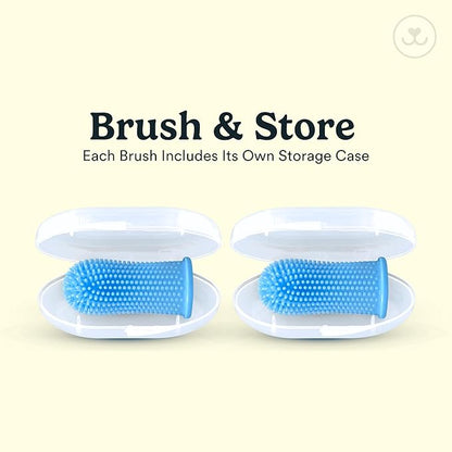 Jasper Dog Toothbrush, 360º Dog Tooth Brushing Kit, Cat Toothbrush, Dog Teeth Cleaning, Dog Finger Toothbrush, Dog Tooth Brush for Small & Large Pets, Dog Toothpaste Not Included, 2-Pack Blue JASPER%C2%AE