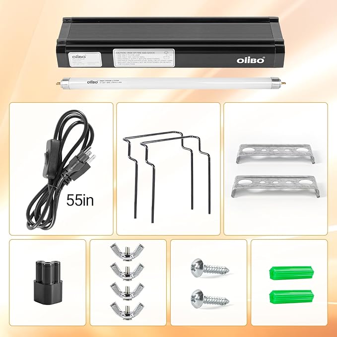 Oiibo T5 HO Reptile Light Fixture UVB Lighting Combo Kit, Reptiles Terrarium Lamp Hood Light Fixture Include UVB 10.0 Desert Reptile Light for Bearded Dragon Gecko Lizard (8W) OIIBO