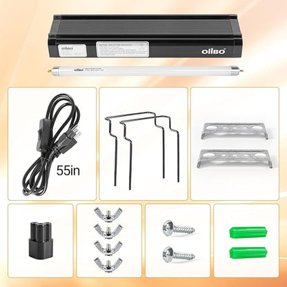 Oiibo T5 HO Reptile Light Fixture UVB Lighting Combo Kit, Reptiles Terrarium Lamp Hood Light Fixture Include UVB 10.0 Desert Reptile Light for Bearded Dragon Gecko Lizard (8W) OIIBO
