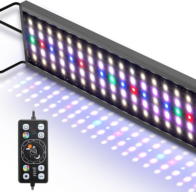 hygger Aquarium LED Light Fish Tank Full Spectrum Lighting with 24/7 Day-Night Cycle Mode & Auto On/Off Timer, 7 Color Options, Dimmable, Extendable Bracket for 48~54in Tank Plant Lights hygger