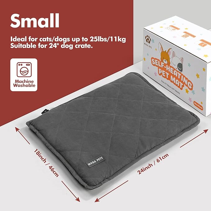 Mora Pets Self Heating Cat Bed Self Warming Cat Pad Ultra Warm Thermal Cat Mat Pet Bed 24 x 18 Inches with Removable Cover Outdoor Indoor for Cats and Small Dogs Machine Washable - PAWPICO