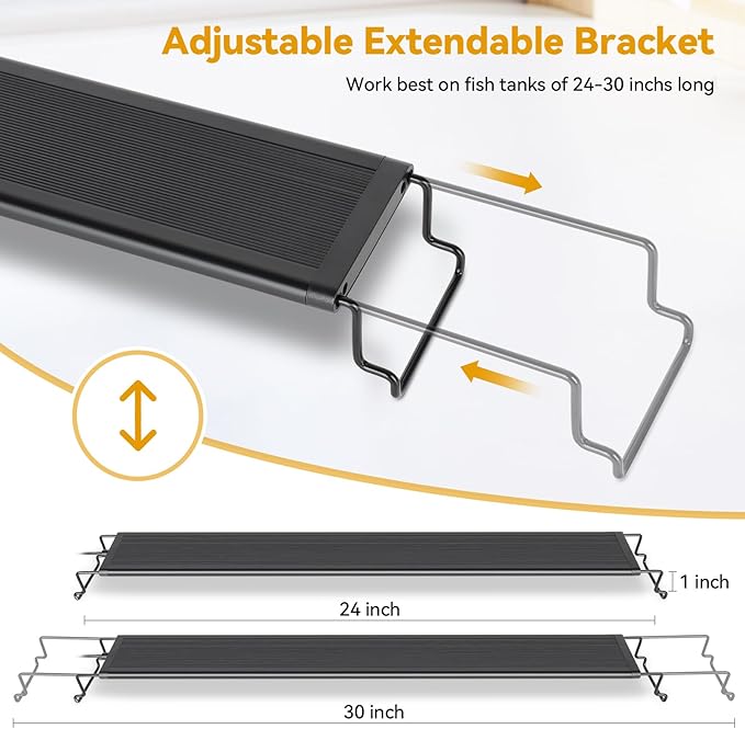 hygger 24W LED Aquarium Light, 24-30 Inch Fish Tank Light with Timer Auto On/Off, Sunrise Sunset Mode, Adjustable Brightness and Colors, Full Spectrum Light with Extendable Brackets for Freshwater hygger