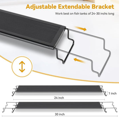hygger 24W LED Aquarium Light, 24-30 Inch Fish Tank Light with Timer Auto On/Off, Sunrise Sunset Mode, Adjustable Brightness and Colors, Full Spectrum Light with Extendable Brackets for Freshwater hygger