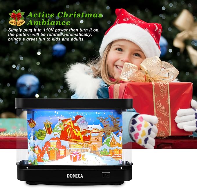 DOMICA Christmas Decorations Home Decor, Xmas Night Light with Timer for Bedroom, Reindeers Santa Claus Snowman Gingerbread Snow House, Christmas Gifts LED Table Light Table Lamp Indoor DOMICA