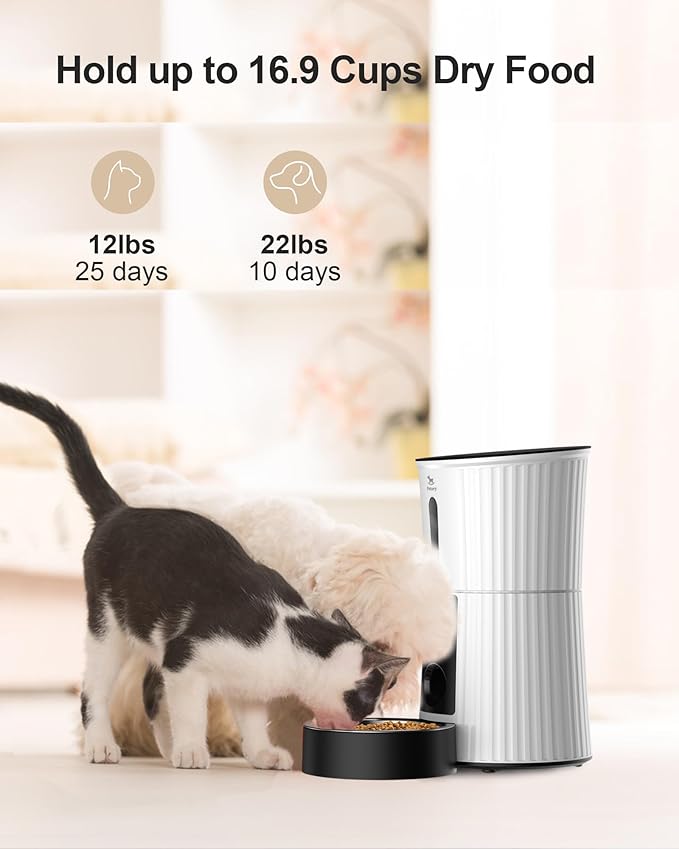 Petory Automatic Cat Feeders Wi-Fi - 4L Dry Food Dispenser for Cats and Dogs 10 Meals per Day Smart Pet Feeder with Desiccant Bag Dual Power Supply 10S Voice Recorder - PAWPICO