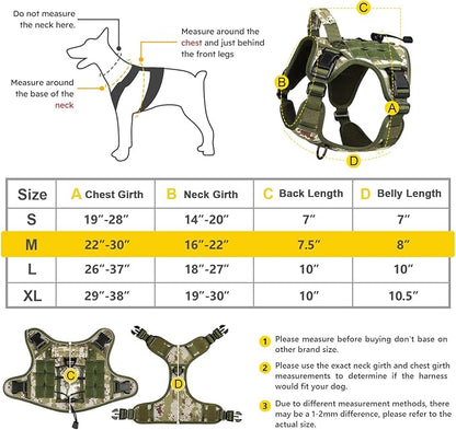 WINGOIN Tactical Dog Harness for Medium Dogs, Heavy Duty No Pull Dog Harness with Handle, Adjustable Reflective Military K9 German Shepherd Dog Vest for Training, Walking, Hiking, Green Camo (M) WINGOIN