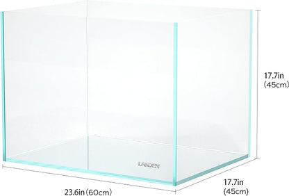 Landen 60H 30 Gallon Rimless Low Iron Aquarium Tank, 23.6" W × 17.7" D × 17.7" H (60cm x 45cm x 45cm) 8mm Thickness with Black Nano Foam Leveling mat Included Landen