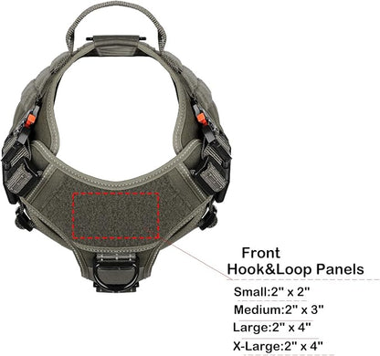 ICEFANG Tactical Dog Harness,Large Size, 2X Metal Buckle,Working Dog MOLLE Vest with Handle,No Pulling Front Leash Clip,Hook and Loop Panel - PAWPICO