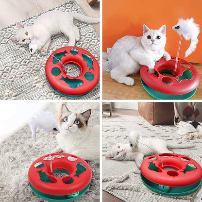 Cat Toys, Cat Toys for Indoor Cats,Interactive Kitten Toys Roller Tracks with Catnip Spring Pet Toy with Exercise Balls Teaser Mouse (red) - PAWPICO