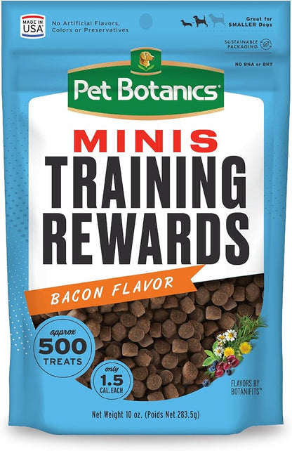 Pet Botanics 10 oz. Pouch Training Rewards Mini Soft & Chewy, Bacon Flavor, with 500 Treats Per Bag, The Choice of Top Trainers - PAWPICO