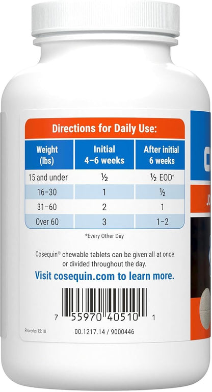 Nutramax Laboratories Cosequin Maximum Strength Joint Health Supplement for Dogs - With Glucosamine, Chondroitin, and MSM, 132 Chewable Tablets NutramaxLaboratories