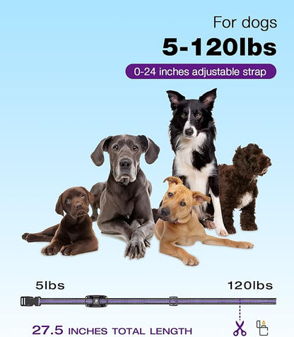 Bousnic Dog Shock Collar - 3300Ft Training Collar with Remote for 5-120lbs Small Medium Large Dogs Rechargeable Waterproof e Collar with Beep (1-8), Shake(1-16), Safe Shock(1-99) Modes (Lightpurple) BOUSNIC