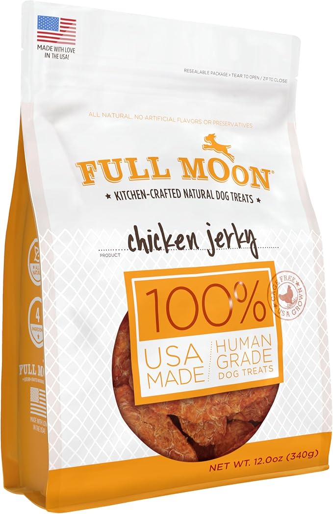 Full Moon Chicken Jerky Healthy All Natural Dog Treats Human Grade Made in USA Grain Free 12 oz - PAWPICO