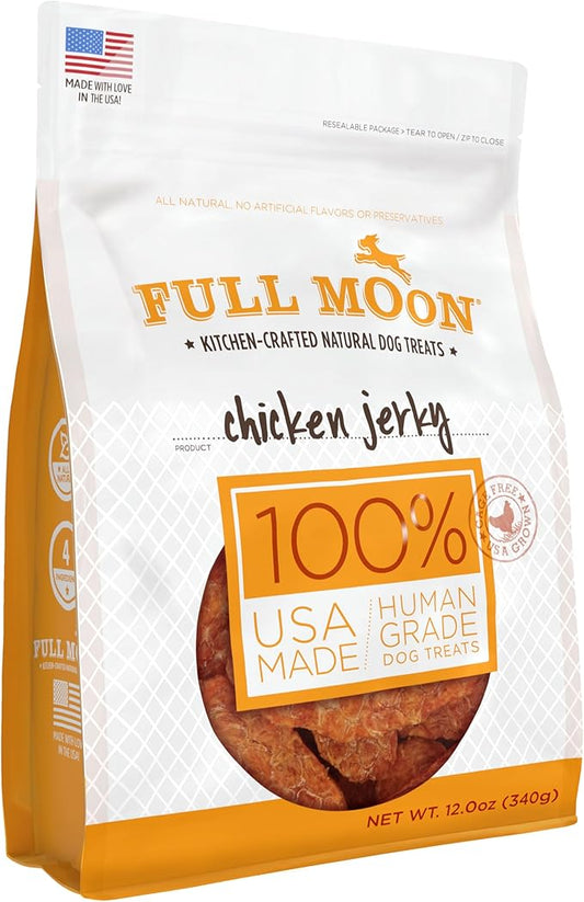 Full Moon Chicken Jerky Healthy All Natural Dog Treats Human Grade Made in USA Grain Free 12 oz - PAWPICO