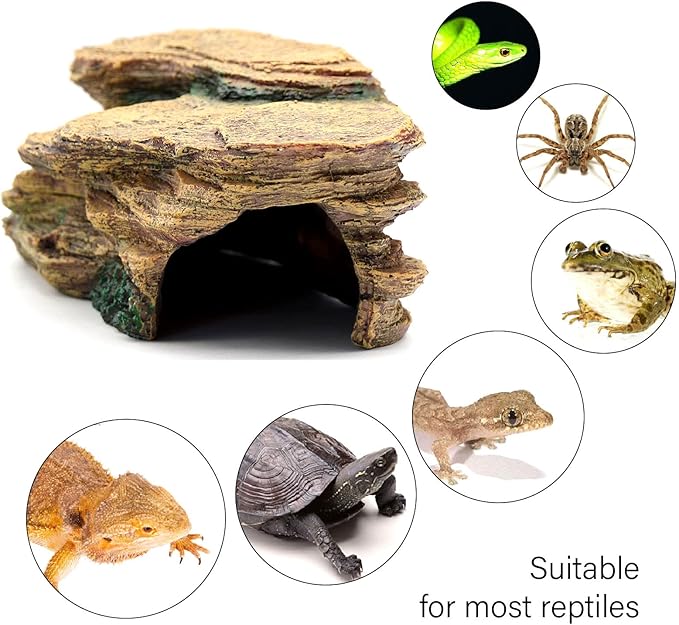 Turtle Basking Platform Shale Scape Step Ledge, Reptile Cave Hideout Turtle Tank Accessories Decorations, Great for Reptiles, Amphibians, Leopard Gecko, Bearded Dragons, Lizard, Frogs relaqcc