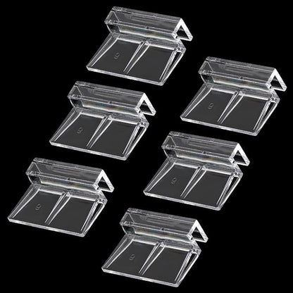 Sliverdew 6 PCS Aquarium Lid Clips, 6mm Clear Acrylic Fish Tank Lid Holder Aquarium Cover Support Clamps for Rimless Aquarium Glass Top, Plastic Fish Tank Cover, Aquarium Hoods Sliverdew