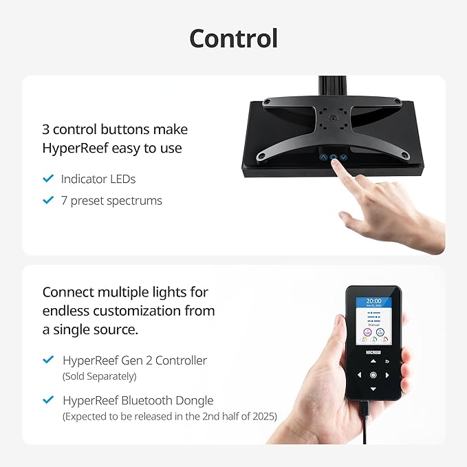 NICREW HyperReef 150 Gen 2 Reef LED Light, 150W Reef Aquarium Lighting for SPS LPS Corals and Saltwater Fish Tanks, Enhanced Violet and Blue Spectrum, Wide Angle Lens, 5 Channels Fully Programmable NICREW