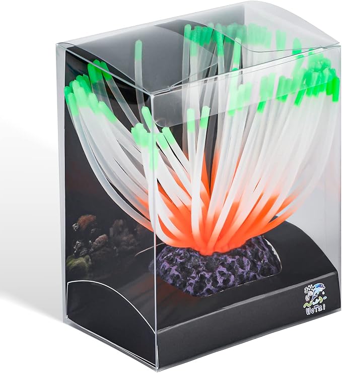 Uniclife Aquarium Imitative Green Sea Urchin Ball Artificial Silicone Ornament with Glowing Effect for Fish Tank Landscape Decoration UnicLife